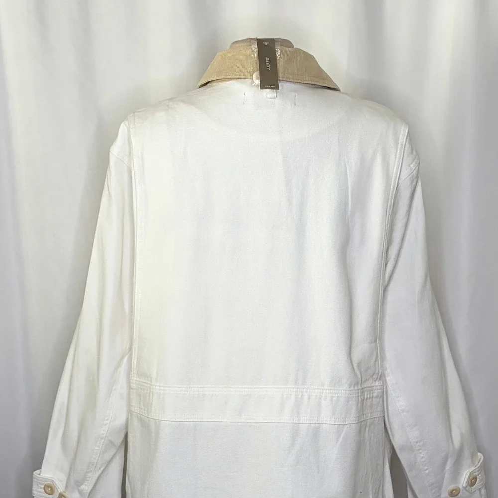 NWT!! J. CREW Barn Jacket Canvas Ivory Corduroy Collar Pockets Outdoors‎ X-Large